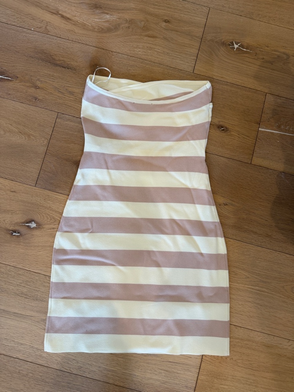 Vici Strapless Bodycon Dress in Cream and Blush - Picture 2 of 3